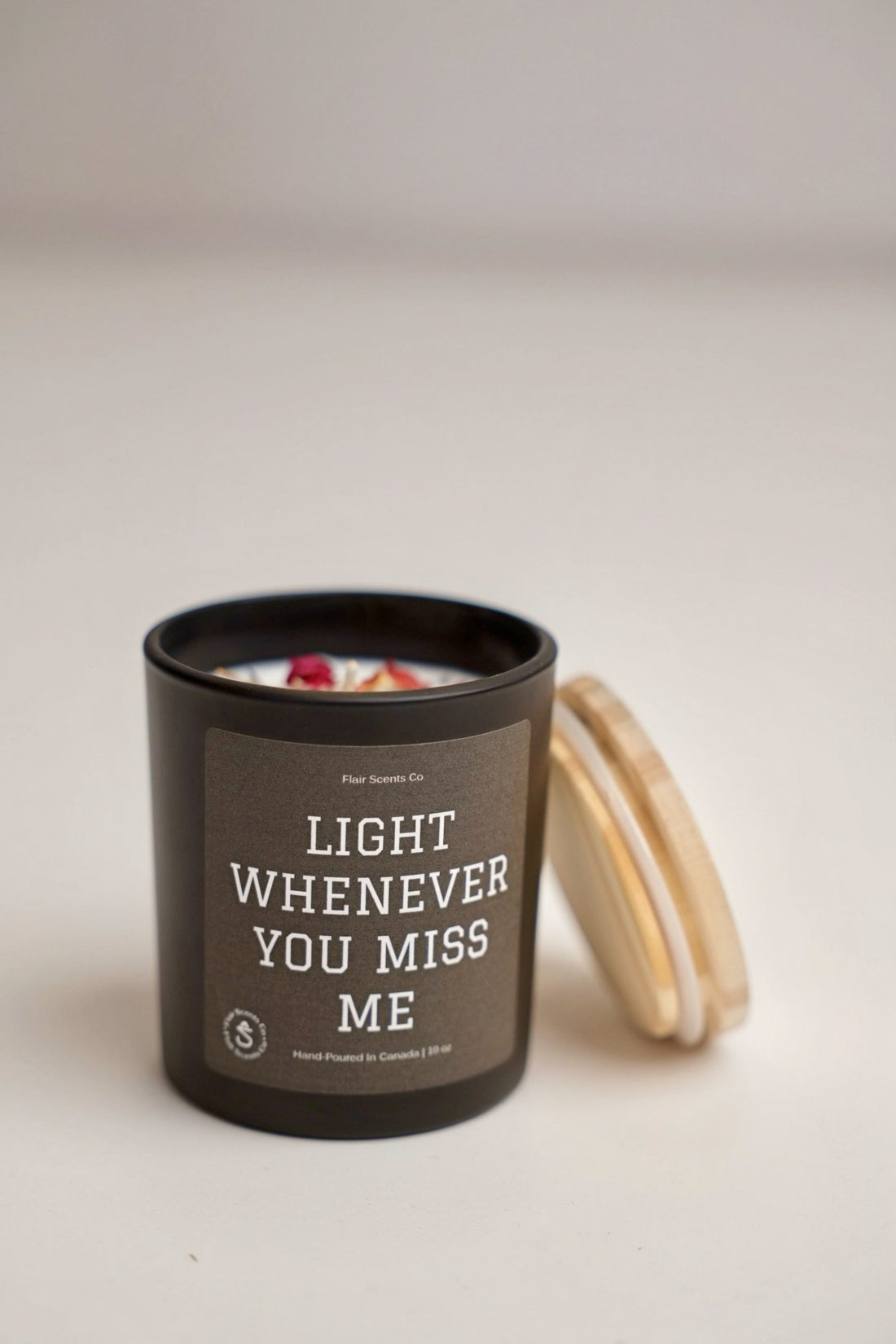 Light Whenever You Miss Me soy candle by Flair Scents Co. Toronto — luxury non-toxic candle gift