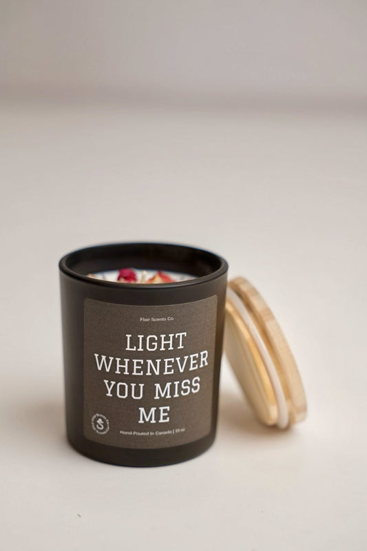 Light Whenever You Miss Me soy candle by Flair Scents Co. Toronto — luxury non-toxic candle gift