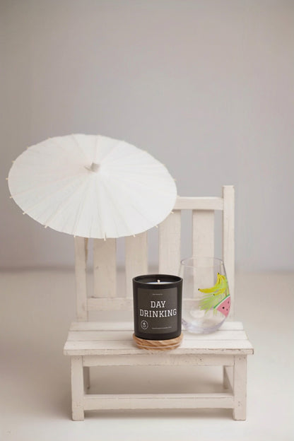 Day Drinking candle in 10oz glass jar with citrus fresh scent non toxic handmade