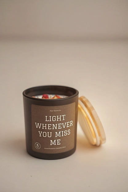 Light Whenever You Miss Me candle strawberry cheesecake vanilla scent handcrafted in Toronto 10oz